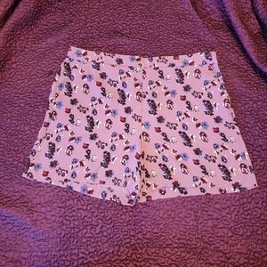 Halogen Women's Plus Size 1X Pull-On Purple Flowery Shorts